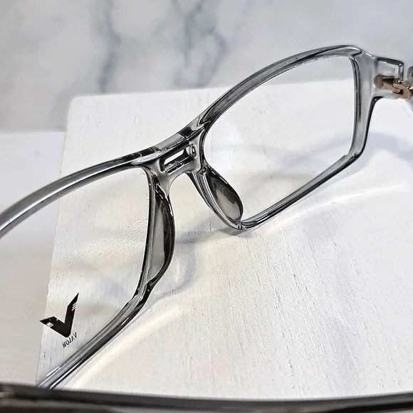 Made USA Rx'able eyeglass frame gray crystal glasses full rim men NEW 58-15-140 - Picture 4 of 5